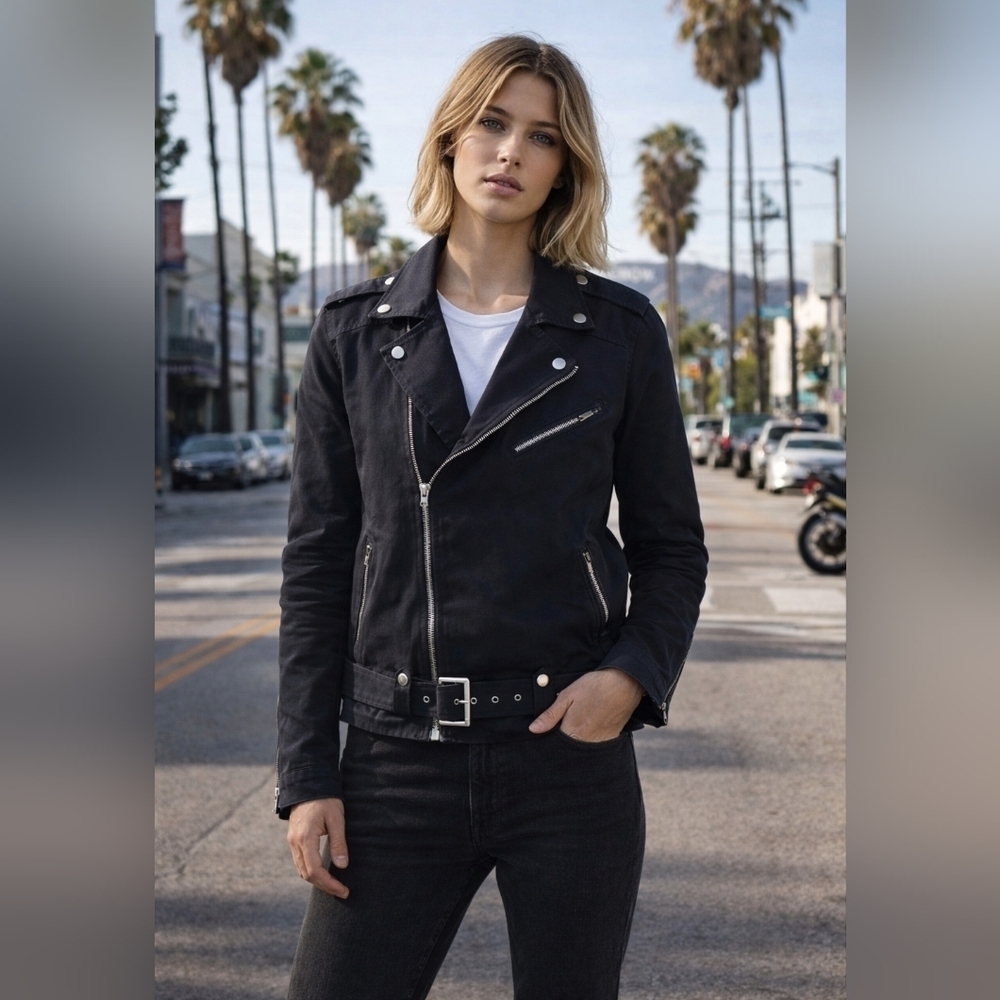 Pierre Balmain Cotton Moto Jacket Dark Navy